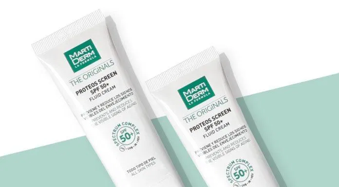 Kem chống nắng kiềm dầu, chống lão hóa da MartiDerm The Originals Proteos Screen Fluid Cream (Ảnh: Internet).