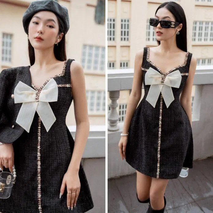 Thiết kế váy hai dây vừa gợi cảm vừa tinh tế với điểm nhấn thắt nơ to bản vô cùng thu hút. (nguồn: Internet).
