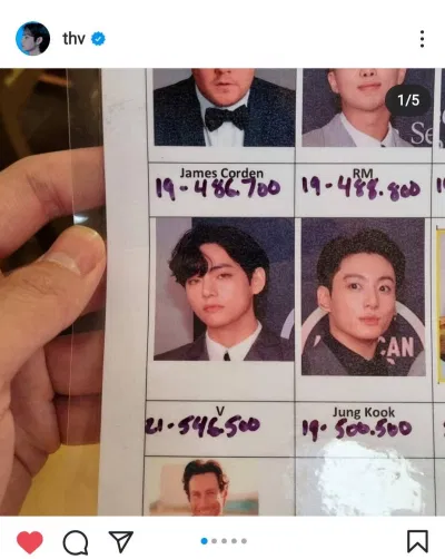 Bài đăng trên IG của V (BTS) (Ảnh: Instagram) Bài đăng trên IG của V (BTS) (Ảnh: Instagram)