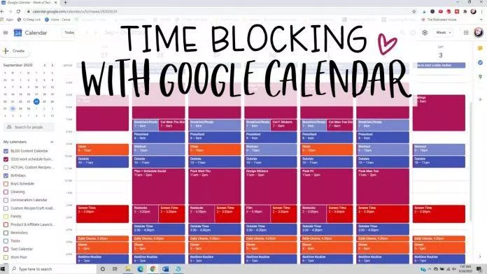 Có thể sử dụng Google Calendar để thực hiện phương pháp Time Blocking (Ảnh: Internet)