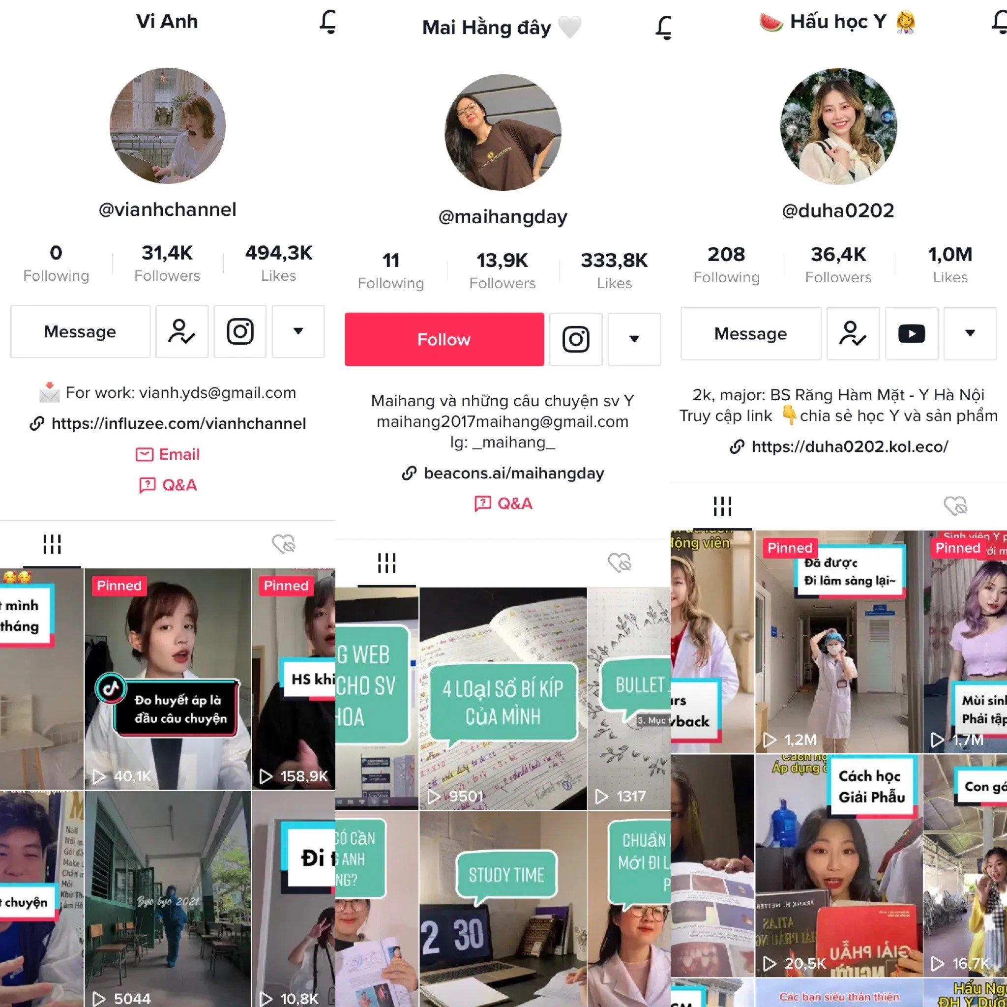 Những kênh TikTok của các bạn sinh viên Y (Ảnh: BlogAnChoi) Những kênh TikTok của các bạn sinh viên Y (Ảnh: BlogAnChoi)