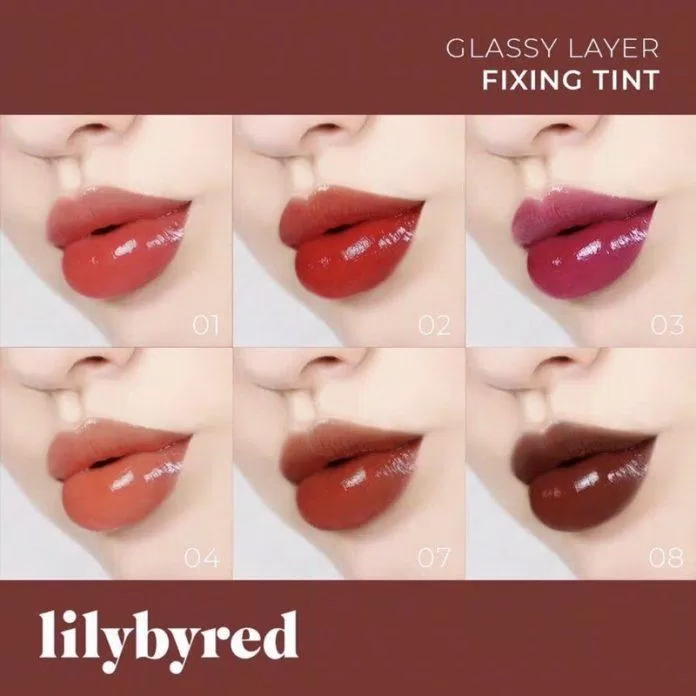 Bảng màu đa dạng của son bóng Lilybyred Glassy Layer Fixing Tint (Nguồn: internet)