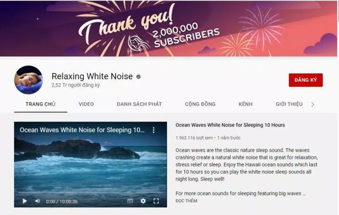 Kênh YouTube Relaxing White Noise (Ảnh: BlogAnChoi).