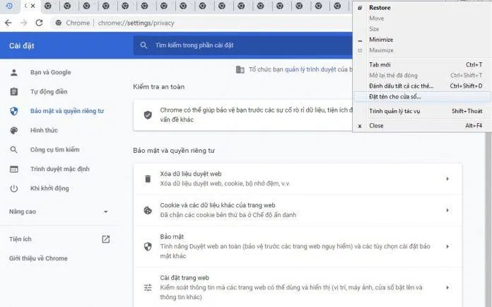 Đặt tên cho cửa sổ Chrome (Ảnh: BlogAnChoi). Đặt tên cho cửa sổ Chrome (Ảnh: BlogAnChoi).