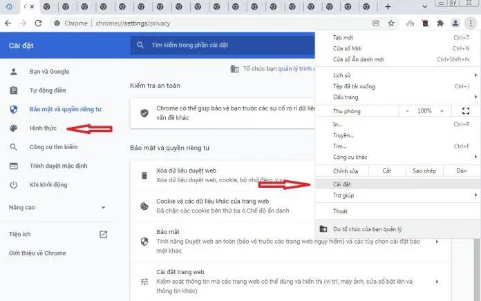 Mở Cài đặt và chọn Hình thức (Ảnh: BlogAnChoi). Mở Cài đặt và chọn Hình thức (Ảnh: BlogAnChoi).