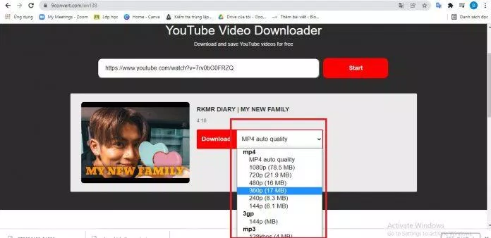 Chọn chất lượng video hoặc mp3 rồi tải xuống (Nguồn: BlogAnChoi). Chọn chất lượng video hoặc mp3 rồi tải xuống (Nguồn: BlogAnChoi).