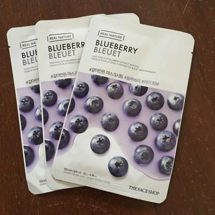 Mặt nạ cải thiện độ đàn hồi TheFaceShop Real Nature Blueberry Face Mask cung cấp những dưỡng chất tốt cho da (ảnh: internet)