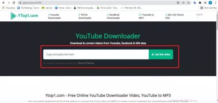 Truy cập và dán link video YouTube vào YTop1 (Nguồn: BlogAnChoi). Truy cập và dán link video YouTube vào YTop1 (Nguồn: BlogAnChoi).
