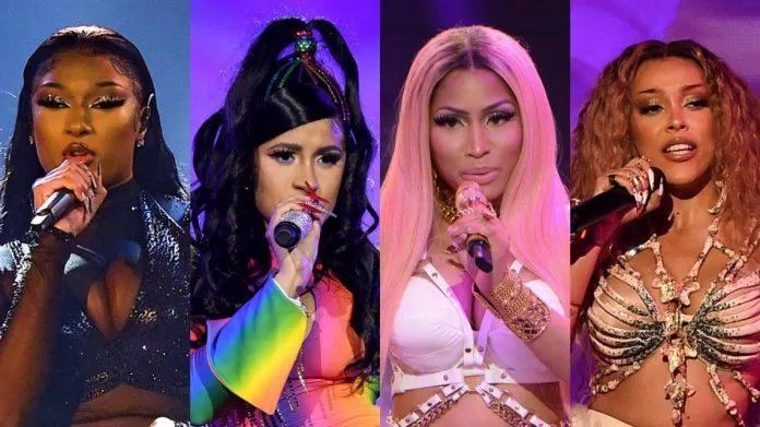 Những nữ rapper vẫn thành công kể từ khi nổi tiếng (từ trái sang: Megan Thee Stallion, Cardi B, Nicki Minaj, Doja Cat) (Nguồn: Internet).