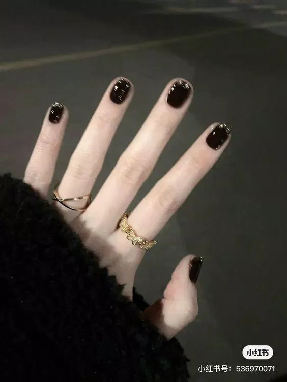 Mẫu nail đen trơn cực tôn da (ảnh: internet)
