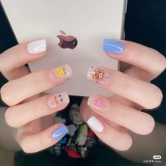 Mẫu nail họa tiết dễ thương (ảnh: internet)