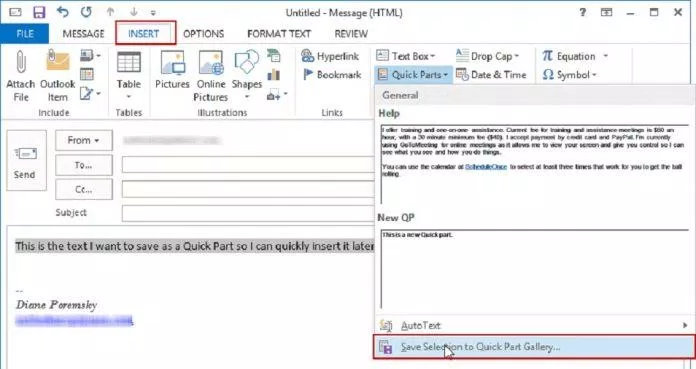 Cách tạo mẫu cho đoạn văn bản trong Outlook 365 (Ảnh: Internet).