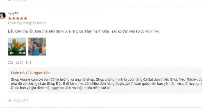 Đánh giá của người dùng khi sử dụng bàn chải điện Oral B (Nguồn: Internet)