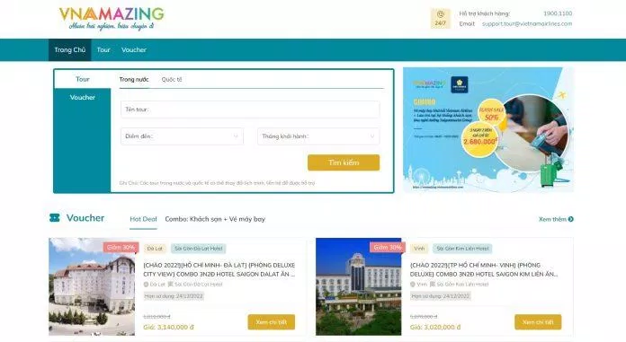 Trang chủ Website VNAMAZING (Ảnh: Website VNAMAZING) Trang chủ Website VNAMAZING (Ảnh: Website VNAMAZING)