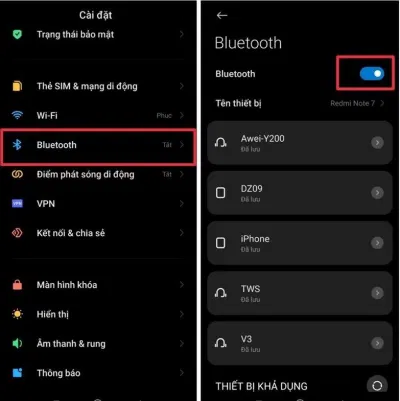 Bật kết nối Bluetooth của điện thoại Android (Ảnh: Internet). Bật kết nối Bluetooth của điện thoại Android (Ảnh: Internet).