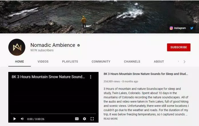 Kênh YouTube Nomadic Ambience (Ảnh: Serumi).