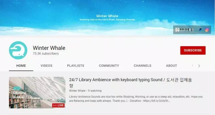 Kênh YouTube Winter Whale (Ảnh: Serumi).