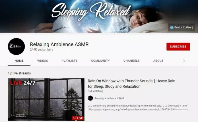 Kênh YouTube Relaxing Ambience ASMR (Ảnh: Internet).
