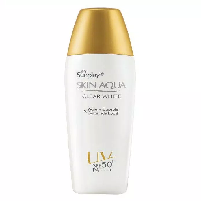 Kem chống nắng Sunplay Skin Aqua Clear White SPF50+ PA++++ không cồn, hạn chế tình trạng cay mắt (Nguồn: Internet)