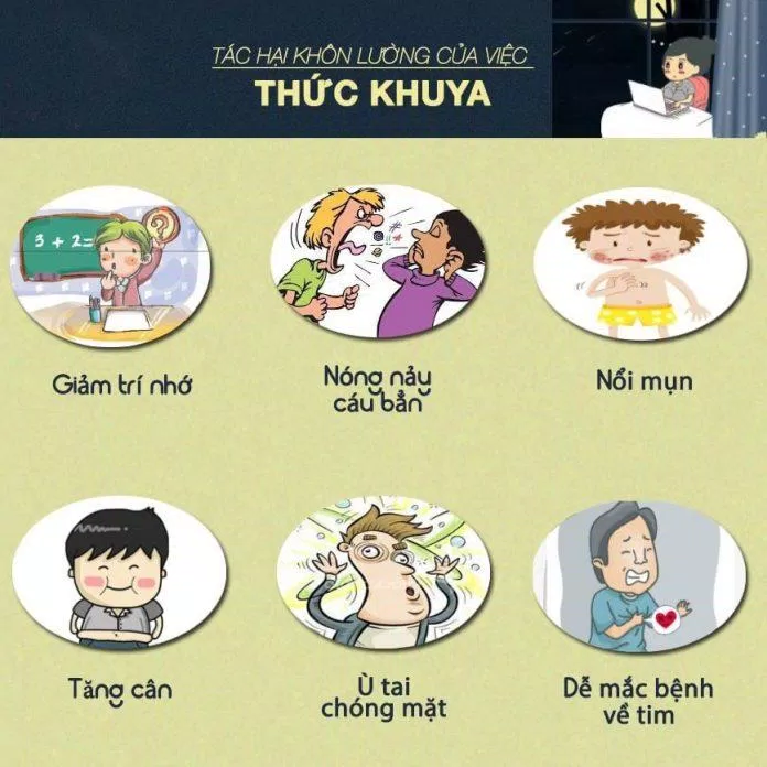 Các tác hại có thể gặp nếu bị thiếu ngủ (Nguồn: internet)