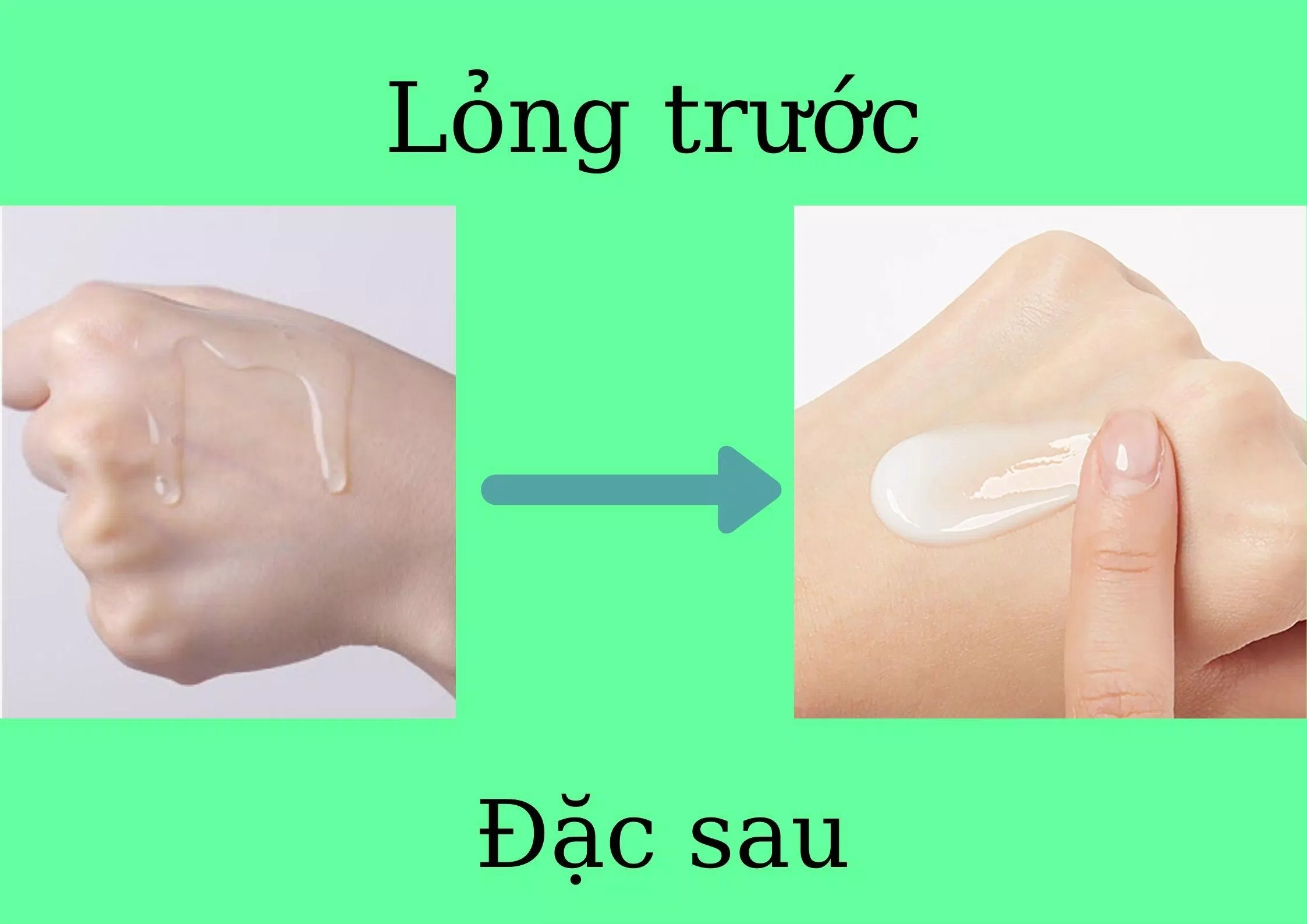 Apply lỏng trước đặc sau (Nguồn: Internet).