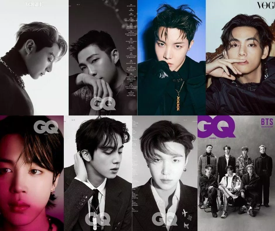 BTS xuất hiện trên bìa tạp chí Vogue Korea và GQ Korea (Nguồn: Instagram @gq_korea/ Instagram @voguekorea) BTS xuất hiện trên bìa tạp chí Vogue Korea và GQ Korea (Nguồn: Instagram @gq_korea/ Instagram @voguekorea)