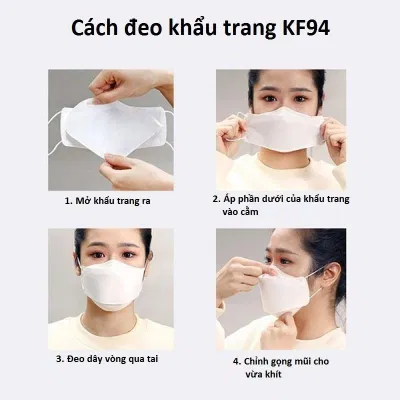 Cách đeo khẩu trang KF94 (Ảnh: Internet). Cách đeo khẩu trang KF94 (Ảnh: Internet).