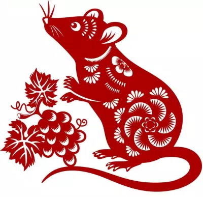 Celebrate the Year of the Rat with the red colored paper cut, and the rat is the Chinese Zodiac sign for the Chinese New Year 2020