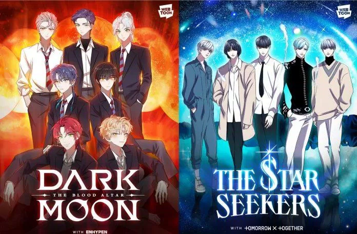 2 bộ webtoon của ENHYPEN và TXT - "Dark Moon: The Blood Altar" và "The Star Seekers" (Nguồn: Internet)