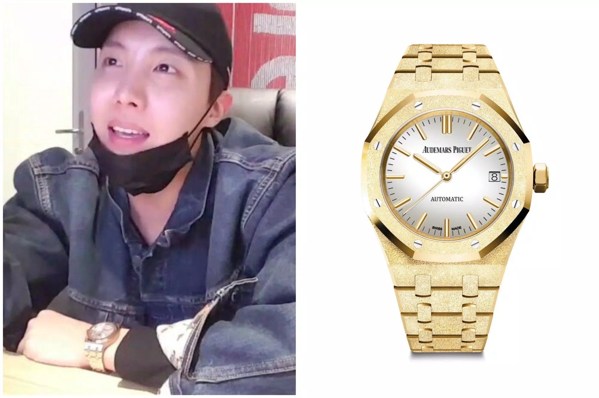 j-hope với chiếc đồng hồ của Audemars Piguet trong 1 buổi phát sóng Vlive cá nhân (Nguồn: Internet)