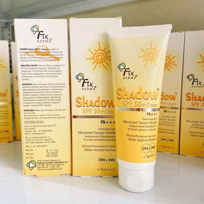 Bao bì của kem chống nắng Fixderma Shadow SPF 50+ Cream (ảnh: internet) Bao bì của kem chống nắng Fixderma Shadow SPF 50+ Cream (ảnh: internet)