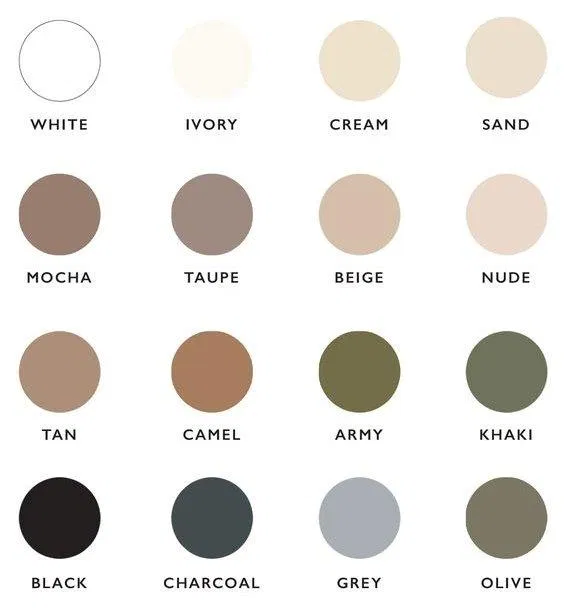 Gợi ý bảng màu cho phong cách minimalism (nguồn: Internet)