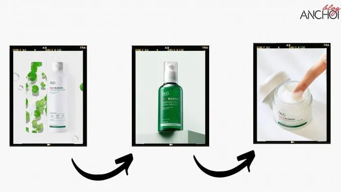 Thứ tự sử dụng các bước trong bộ sản phẩm Dr.G R.E.D Blemish (Nguồn: BlogAnChoi)