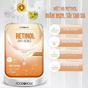 Review mặt nạ Foodaholic Retinol Anti Acnes Mask: giá hạt dẻ - chất lượng tốt
