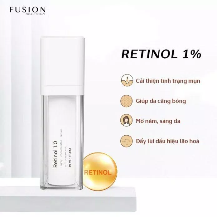 Serum retinol của Fussion Meso có kết cấu dạng kem mịn, không gây bết dính