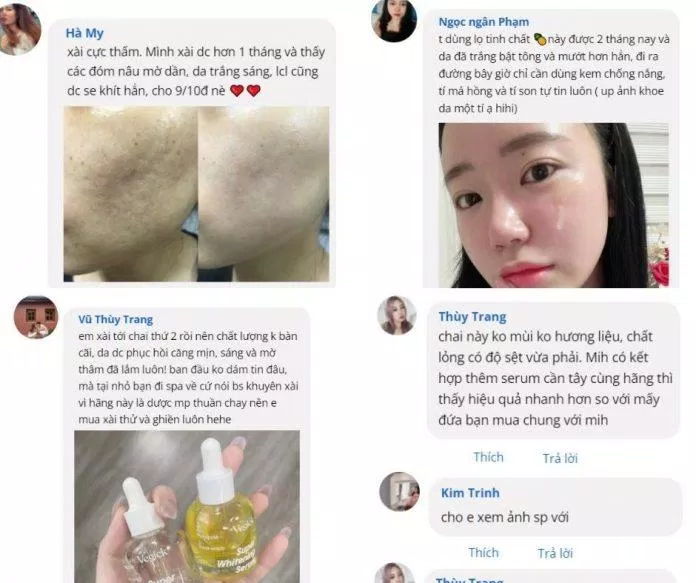 Đánh giá của các tín đồ skincare sau khi trải nghiệm tinh chất Vegick Super Serum (nguồn: internet)