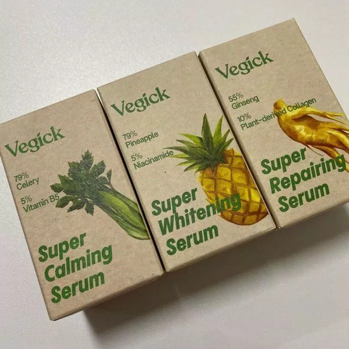 Bao bì của tinh chất Vegick Super Serum được thiết kế vỏ hộp giấy thân thiện và gần gũi với môi trường (nguồn: internet)