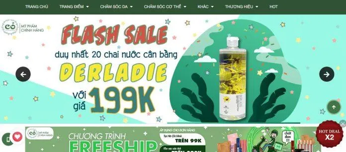 Website bán hàng của Corcosmetics (Nguồn: Internet)