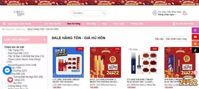 Website mua hàng tại Lam Thao Cosmetics (Nguồn: Internet)