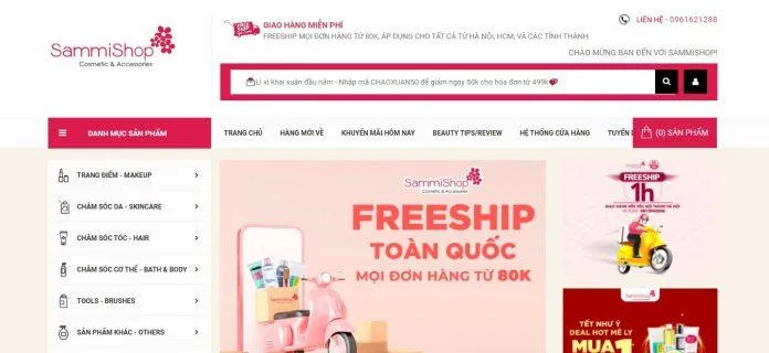 Website chính thức của Sammi Shop (Nguồn: Internet)