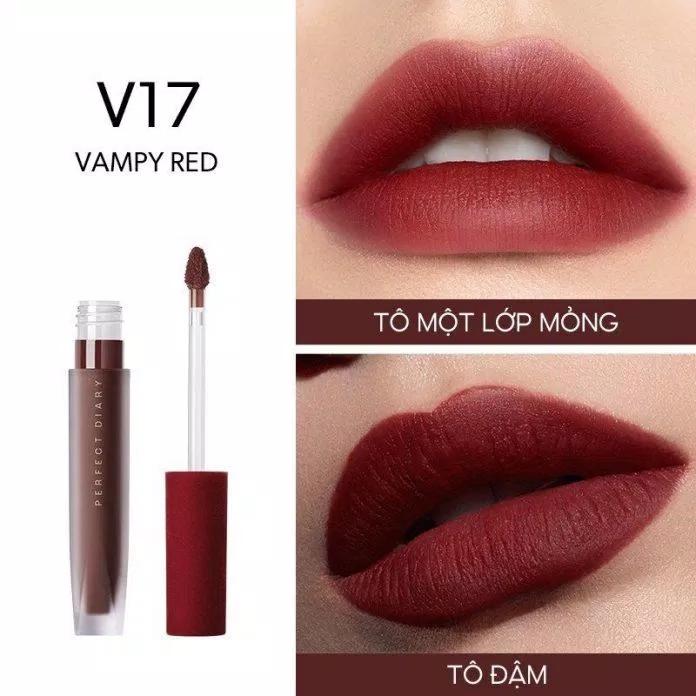 Son kem Perfect Diary Glamour Select Velvet Liquid Lipstick - V17 Vampy Red