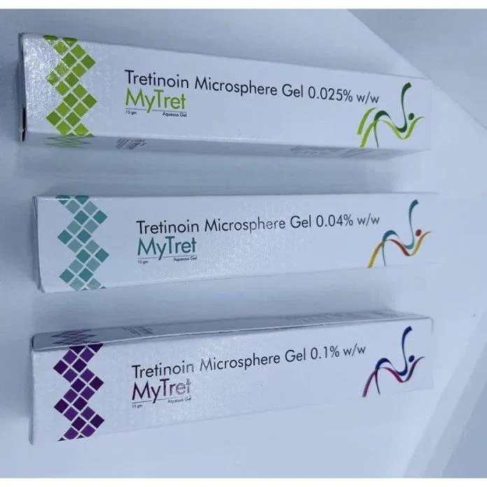 Sản phẩm Tretinoin Microsphere Gel 0.1% Mytret (Nguồn: Internet). Sản phẩm Tretinoin Microsphere Gel 0.1% Mytret (Nguồn: Internet).