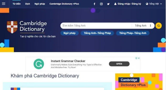 Từ điển online Cambridge (Ảnh: Internet). Từ điển online Cambridge (Ảnh: Internet).
