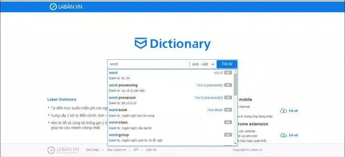 Từ điển online Laban (Ảnh: Internet).