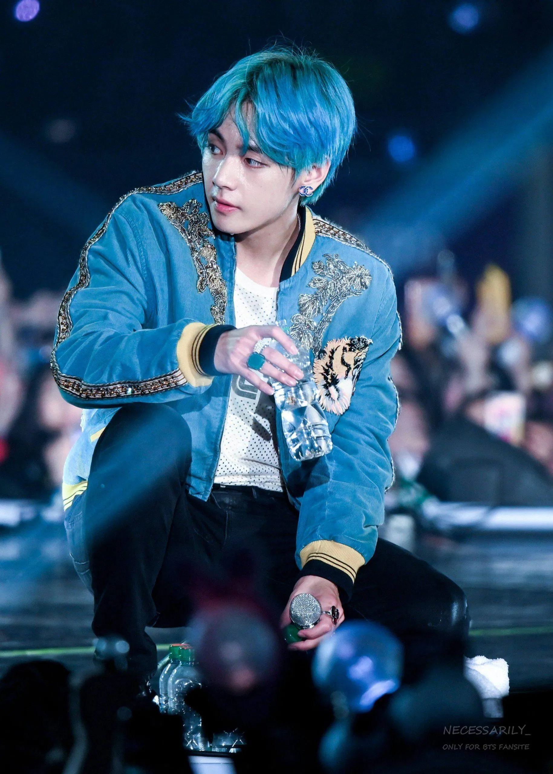 Trang phục trình diễn kết hợp hàng loạt các món đồ Gucci của V (Nguồn: Internet) Trang phục trình diễn kết hợp hàng loạt các món đồ Gucci của V (Nguồn: Internet)