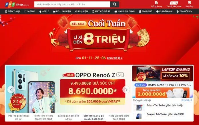 Giao diện trang web FPT Shop (Ảnh: Internet). Giao diện trang web FPT Shop (Ảnh: Internet).