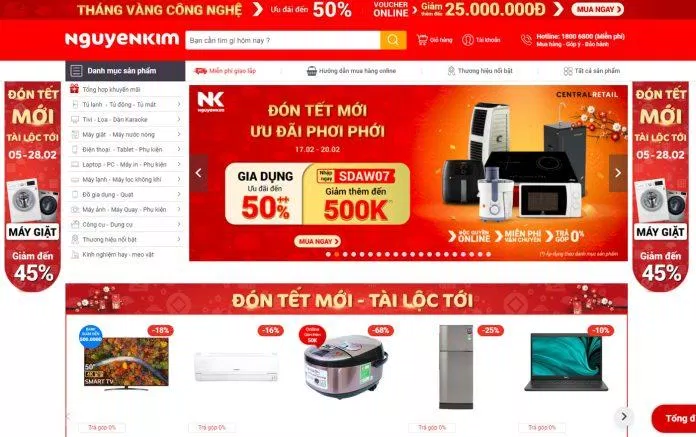 Giao diện trang web Nguyễn Kim (Ảnh: Internet).