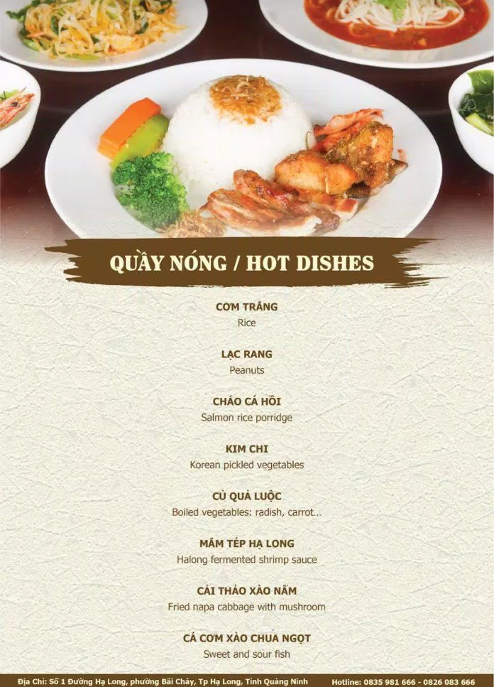 Menu của nhà hàng. (Ảnh: Internet)