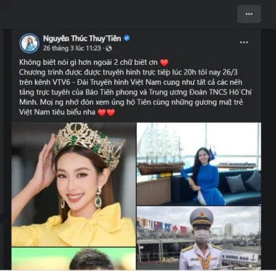 Thùy Tiên chia sẻ bài viết của Fanpage Thông tin Chính phủ trên Facebook cá nhân (Nguồn: Internet) Thùy Tiên chia sẻ bài viết của Fanpage Thông tin Chính phủ trên Facebook cá nhân (Nguồn: Internet)