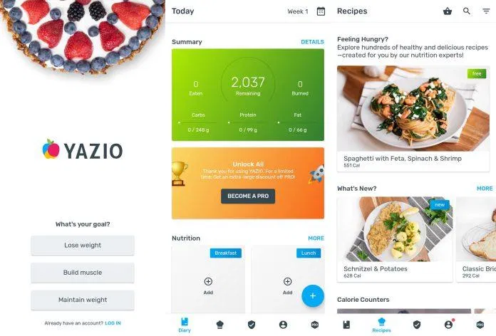 Máy tính calo chính xác của Yazio (Ảnh: Internet) Máy tính calo chính xác của Yazio (Ảnh: Internet)